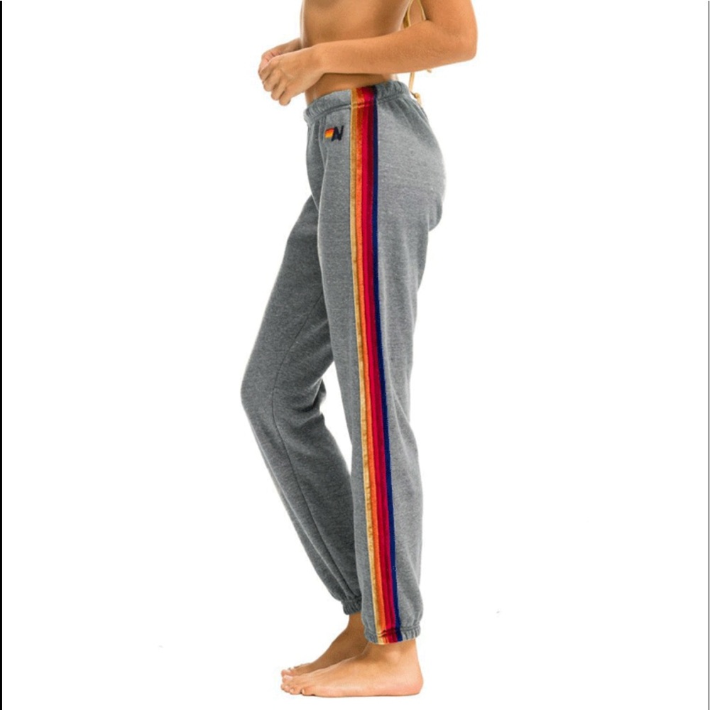 Aviator Nation grey velvet stripe sweatpants XS